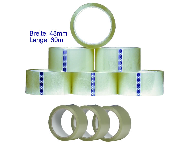 Paketband, Klebeband klar, 48 mm breit, 66 m Rolle