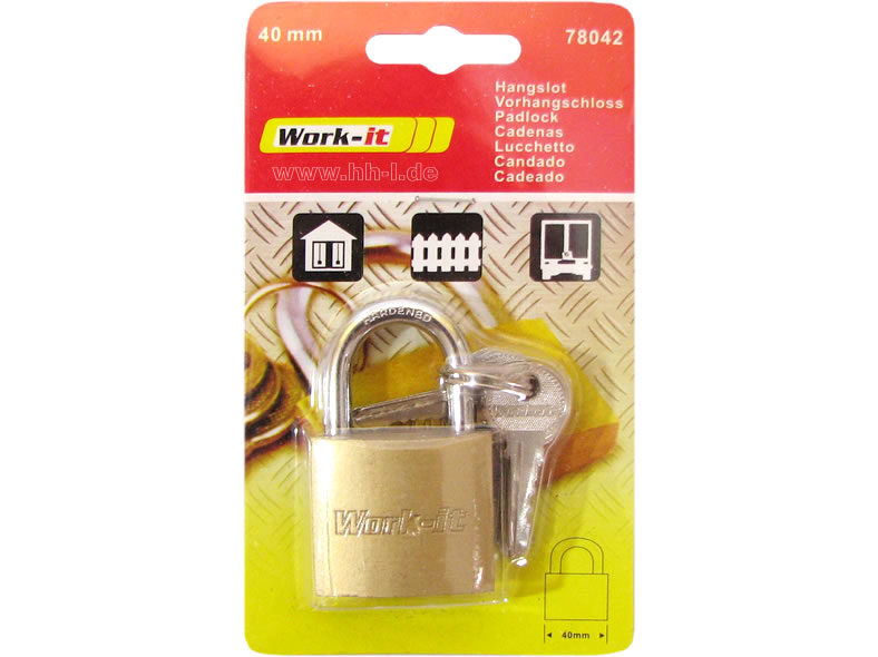 Vorhängeschloss massiv  40mm mit 6 Schlüsseln