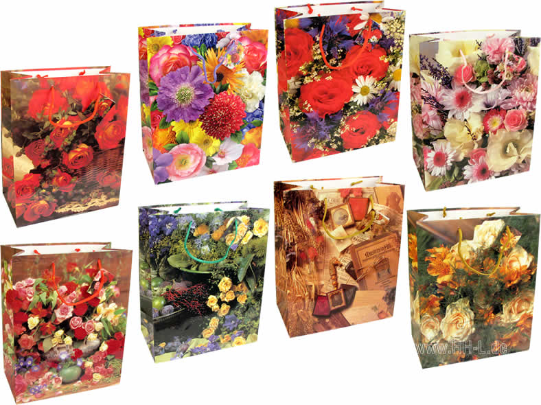Geschenkbeutel groß (264x136x330mm), Rosen