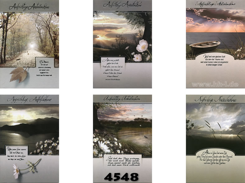 Trauerkarte mit Landschaftsmotiven und