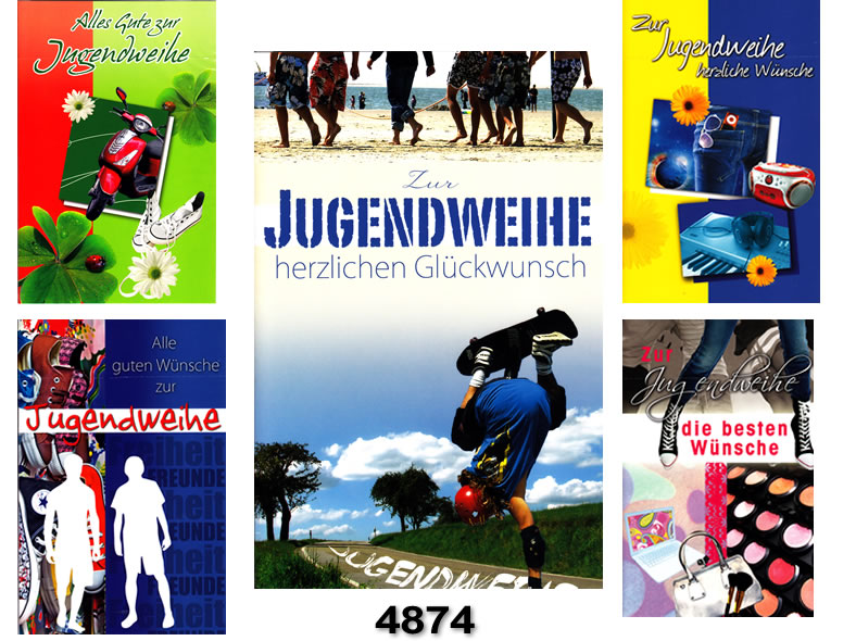 Jugendweihe-Karte mit jugendlichen Motiven
