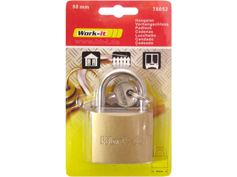 Vorhängeschloss massiv 50mm mit 6 Schlüsseln, Bügelstärke 7,0 mm