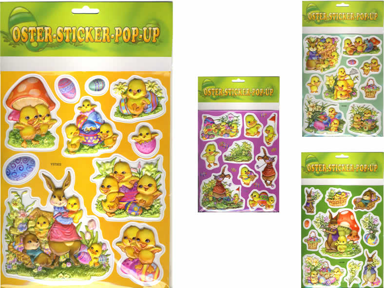 Oster-Sticker 3D-PopUp mit 9 Motiven je Blatt