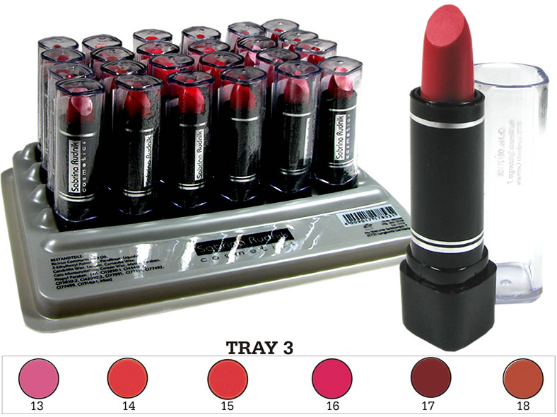 Lippenstift F10 Tray 03 im 24er Display sortiert