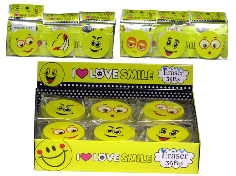 Radiergummi Smily Durchmesser 4,5cm vielfach