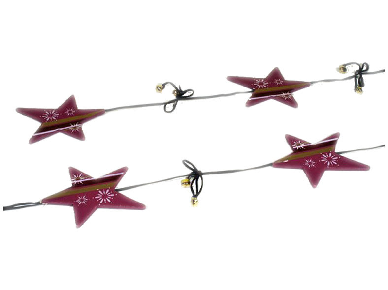 Weihnachtskette aus Holz mit floralem Muster Kettenlänge 140cm, 6 Stern Ø 9cm, im Polybag