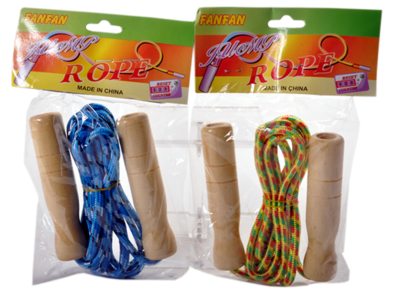 Springseil mit Holzgriff, farblich sortiert,  Länge: 215 cm