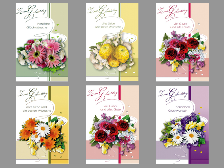 Geburtstags-Karte mit Blumen,