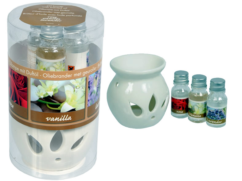 Öllampe Keramik mit 3 x 10ml Duftöl
