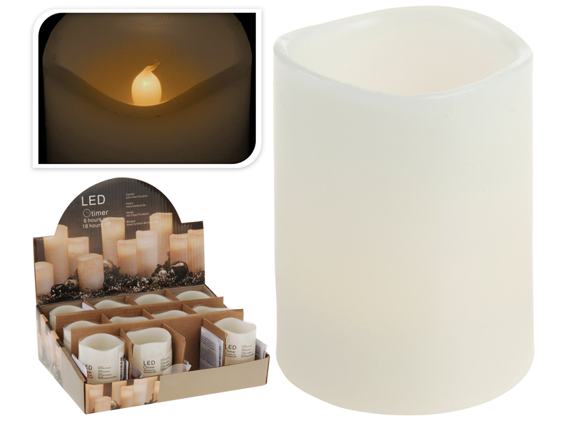 LED Kerze 5 x 6,5 cm, elfenbein, mit Timer