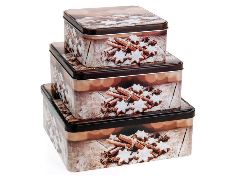 Keksdose aus Metall 3er-Set, Weihnachts-Design