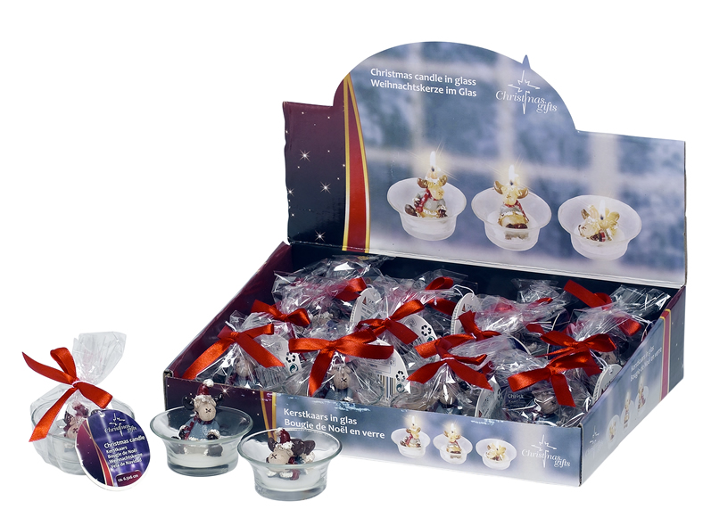 Weihnachtskerze, Rentiere im Glas 6,5 x 4 cm