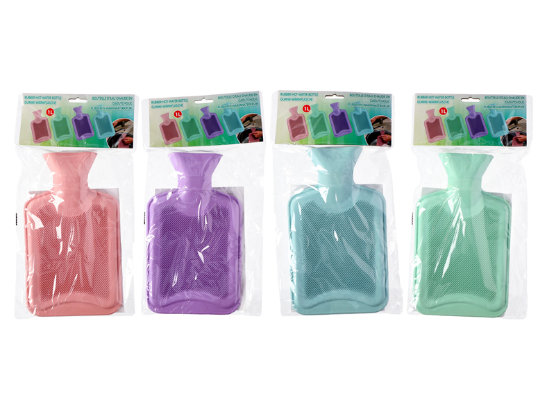 Wärmflasche 1 Liter, 4 Farben sortiert