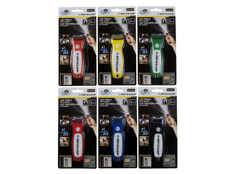LED Taschenlampe Magnet 12 x 3 cm, 6 fach sortiert