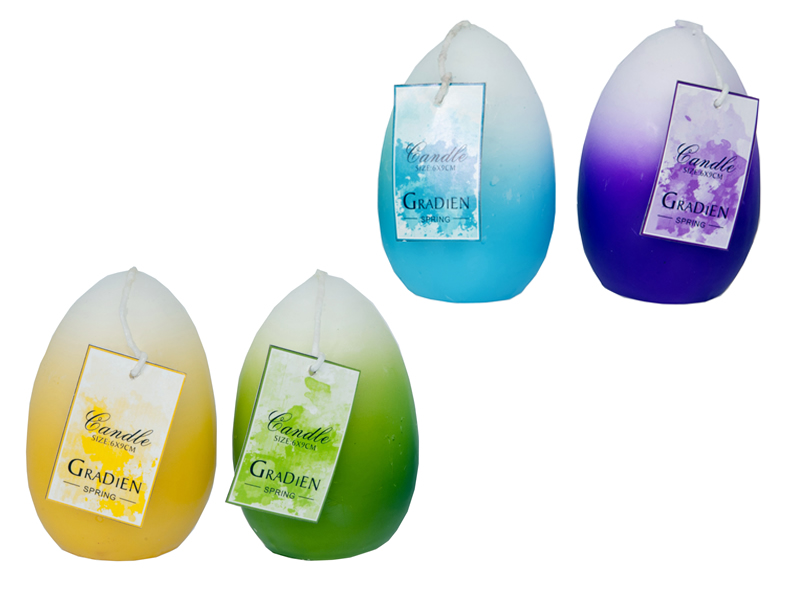 Kerze Ostereier Regenbogen 6 x 9 cm  125 g Wachs