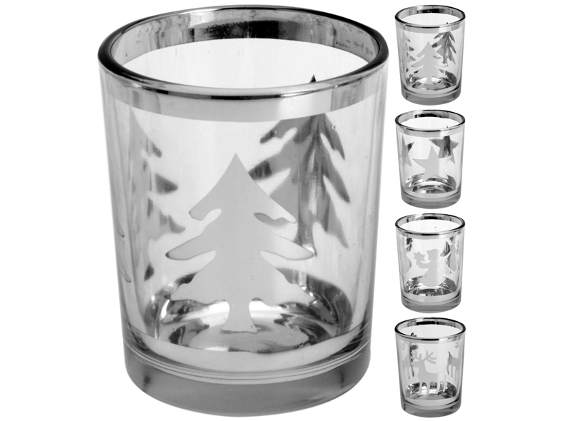 Teelichthalter Glas 4 fach sortiert