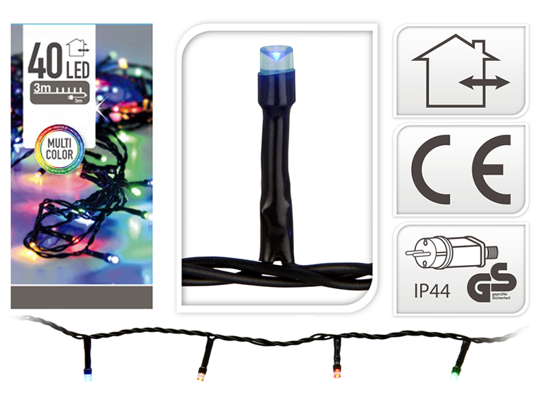 Lichterkette 40 LED bunt für Außen
