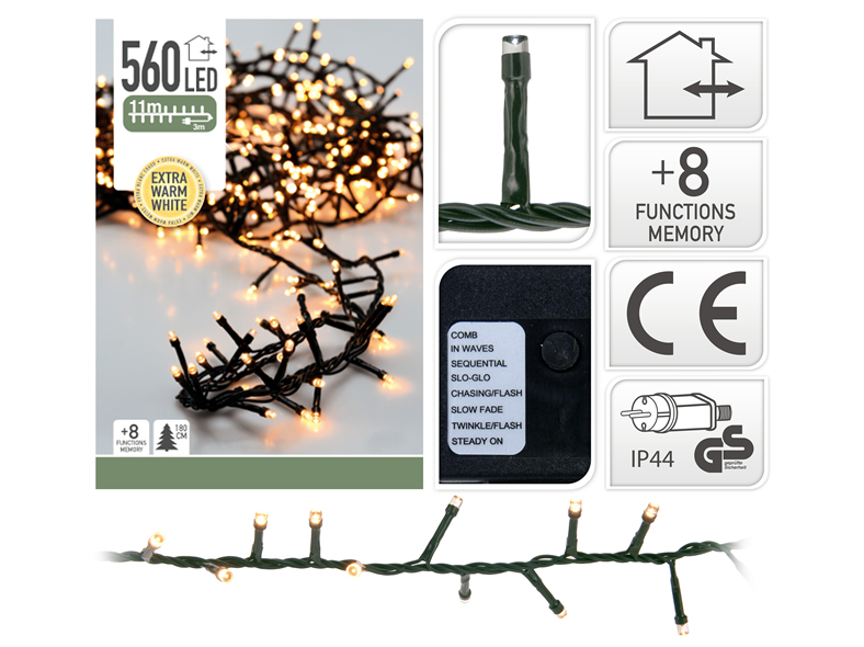 Clusterlichterkette 560 LED warmweiß