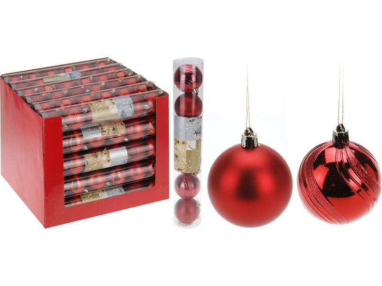 Weihnachtsbaumkugel 60 mm, Rot, 2 fach sortiert