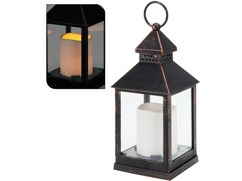 Laterne mit Led Kerze 24 x 11 x 11 cm, Kunststoff