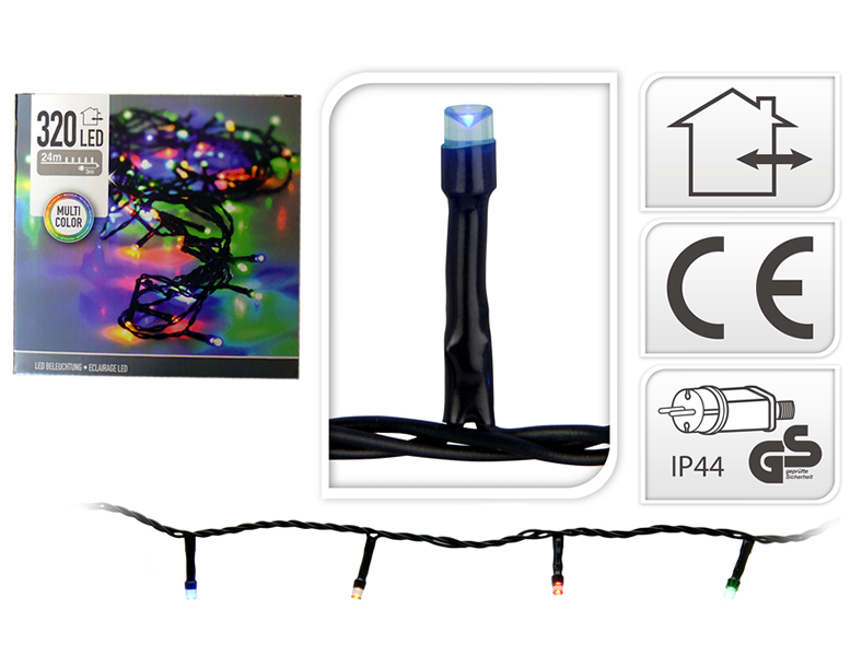 Lichterkette 320 LED bunt für Außen