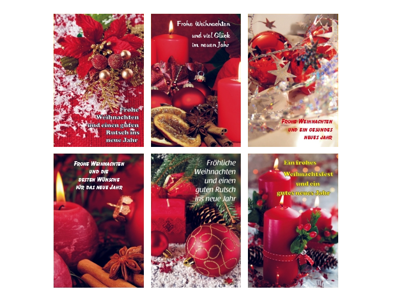 Weihnachtskarte 11,5 x 17 cm 6 fach sortiert
