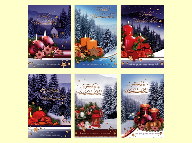 Weihnachtskarte 11,5 x 17 cm 6 fach sortiert
