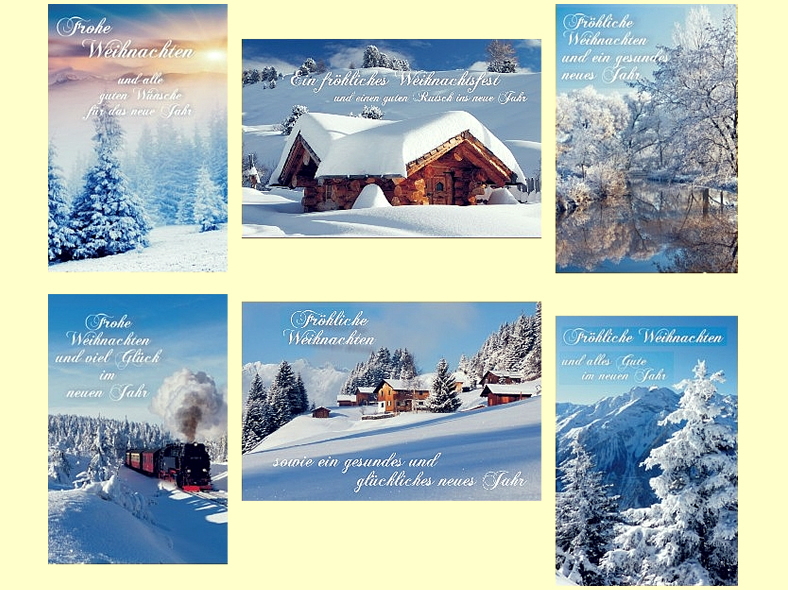 Weihnachtskarte 11,5 x 17 cm 6 fach sortiert