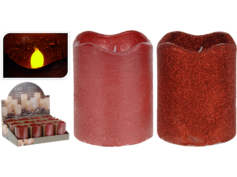 LED Kerze 7 x 9 cm, mit Timer, 2 fach sortiert