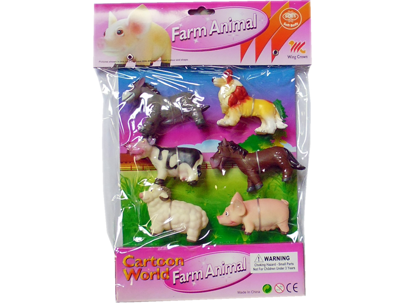 Haustiere Gummi ca. 10 x 6 x 4 cm, 6er Set