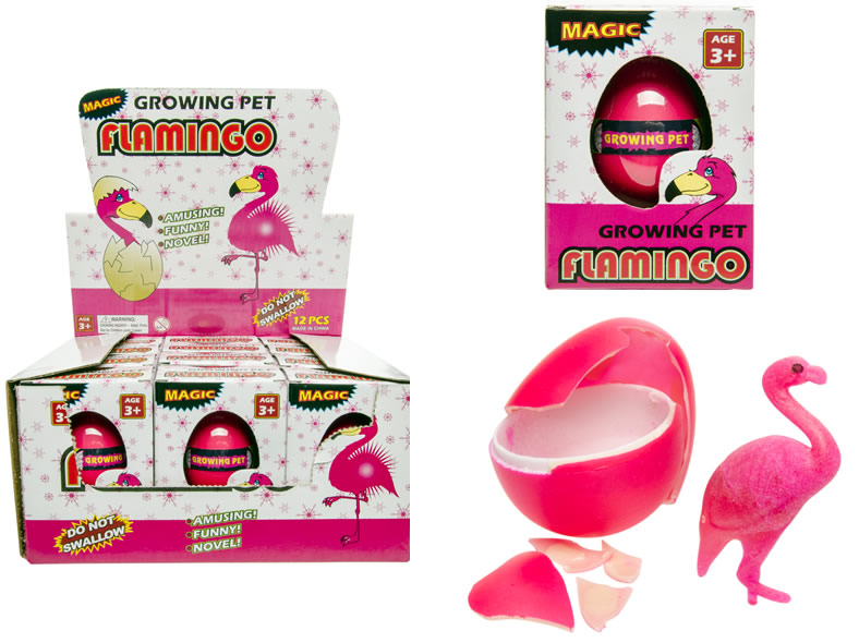 Flamingo Ei wachsend, 7cm, einzeln in Sichtbox