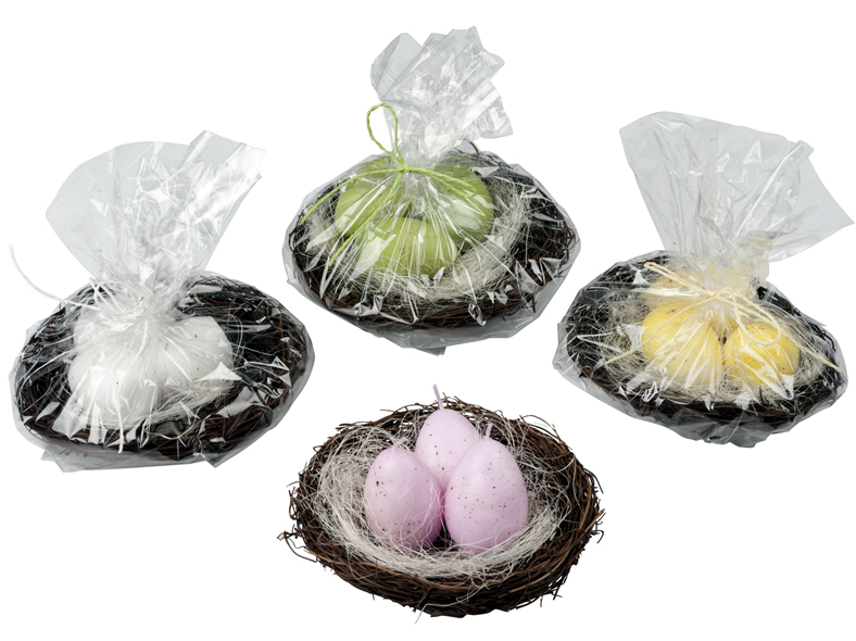 Vogelnest mit 3 Kerzen, 15 cm im Durchmesser und 7 cm hoch