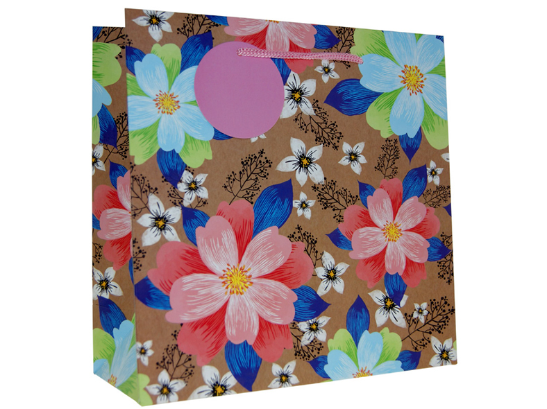 Geschenkbeutel mittel (19 x 19 x 8,5 cm) Blumen,