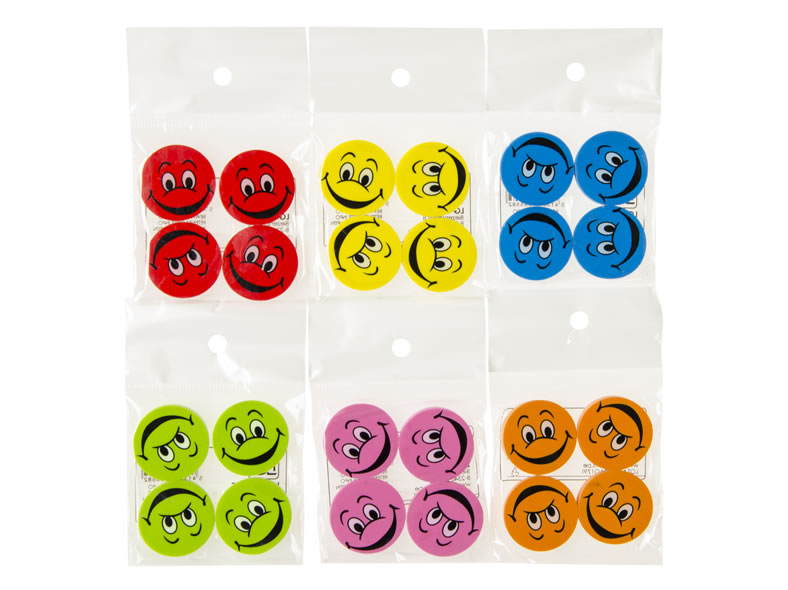 Radiergummi Lachgesichter 2,5 cm, 4 er Set,