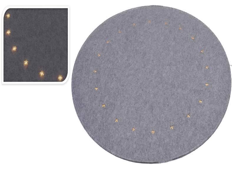 LED Weihnachtsbaumteppich/-Unterlage Filz grau, 100 cm rund