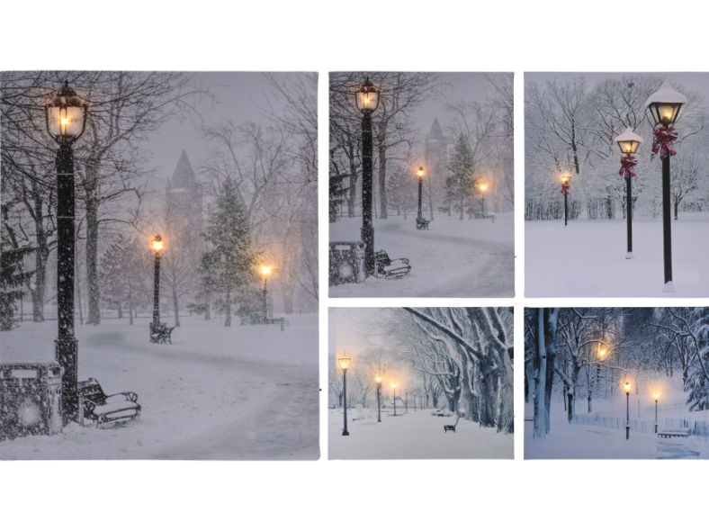 LED Bild, Leinwand Wintermotive, 3 LED`s