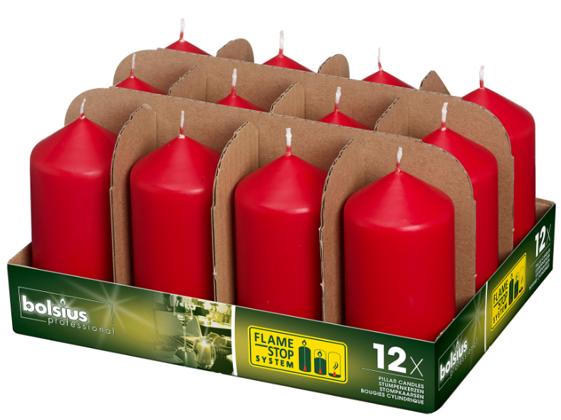 Stumpenkerze rot, D=6 cm H= 12 cm