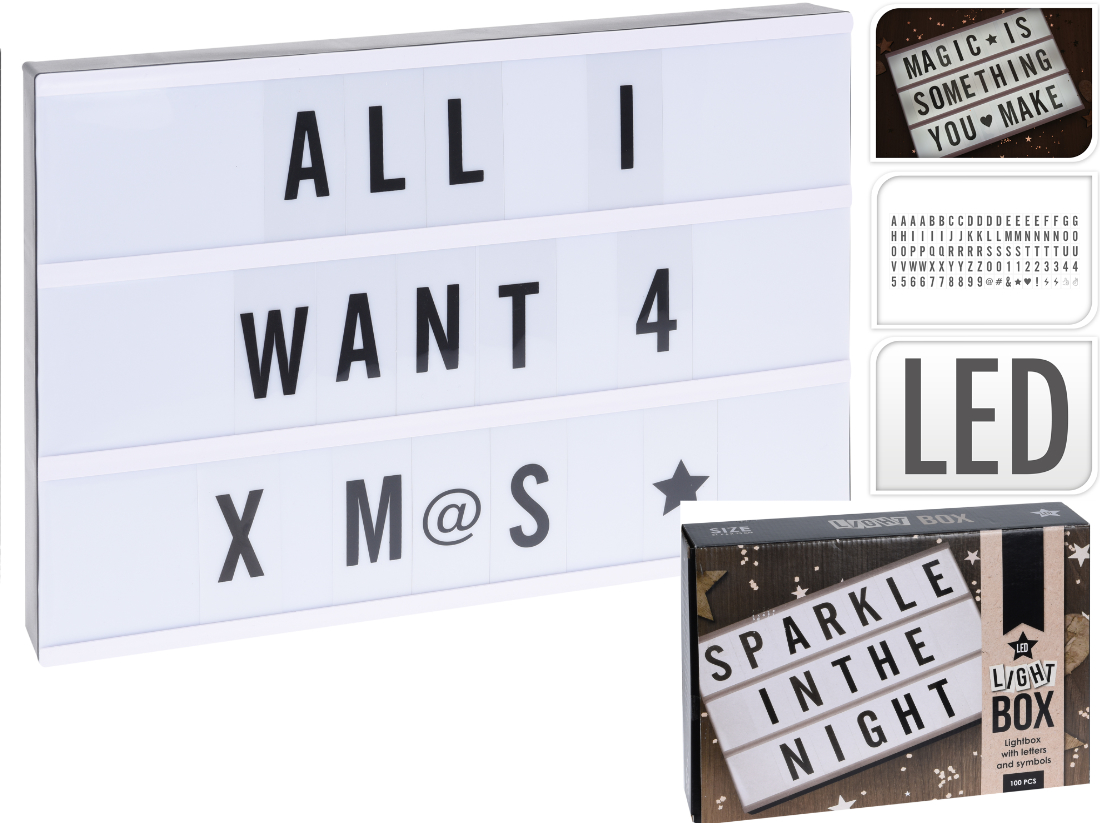 Lichtbox 12 LED Warmweiss, inkl. Buchstaben, etc.