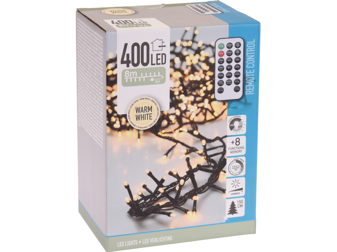 Lichterkette 400 LED Microcluster, warmweiß für Innen u. Außen