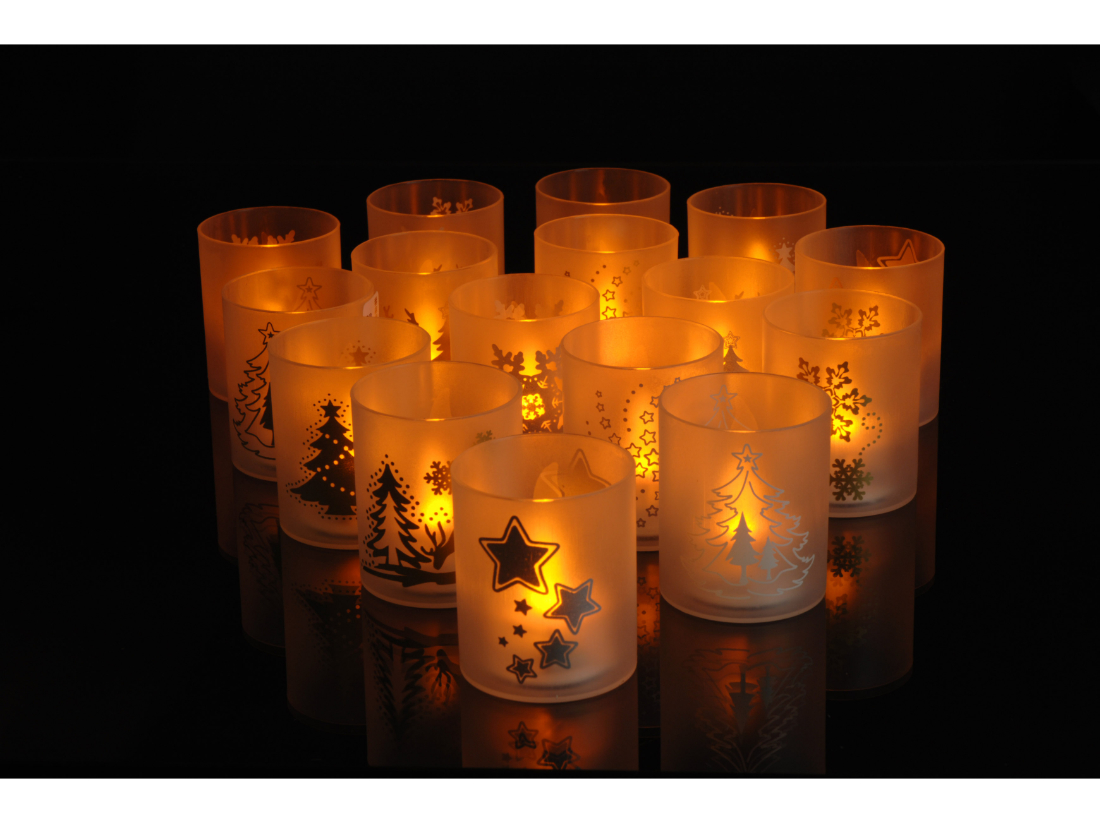 LED Teelicht mit Flacker-Effekt im Kunststoff-Glas
