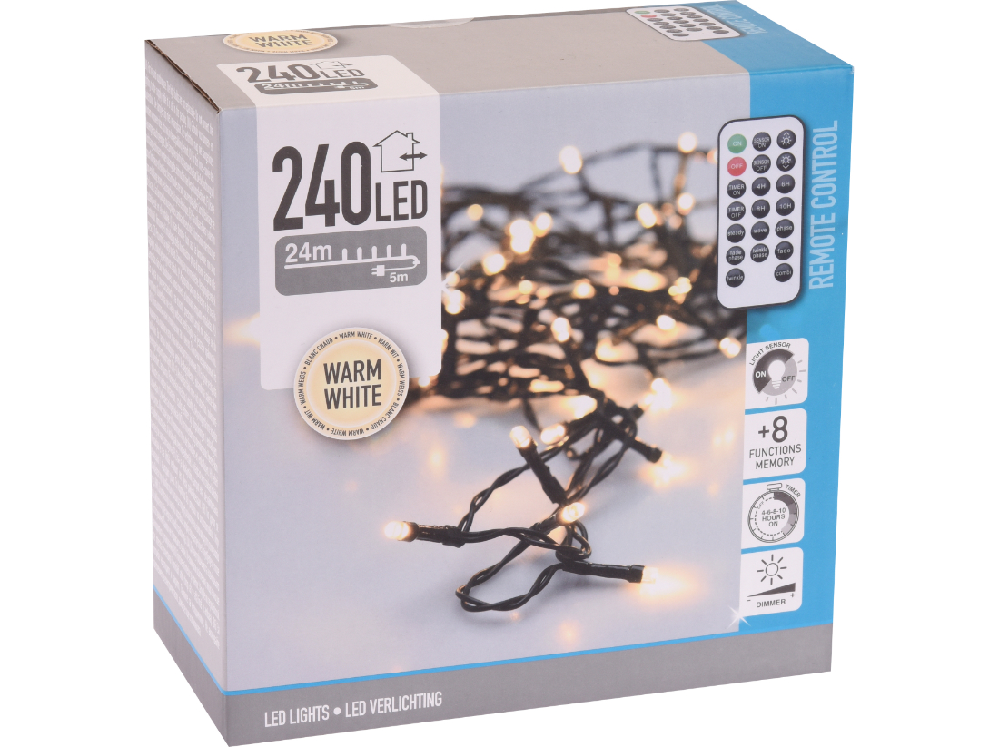 Lichterkette 240 LED, warmweiß für Innen u. Außen