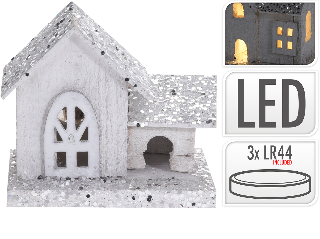 Weihnachtshaus mit Led, 2 fach sortiert