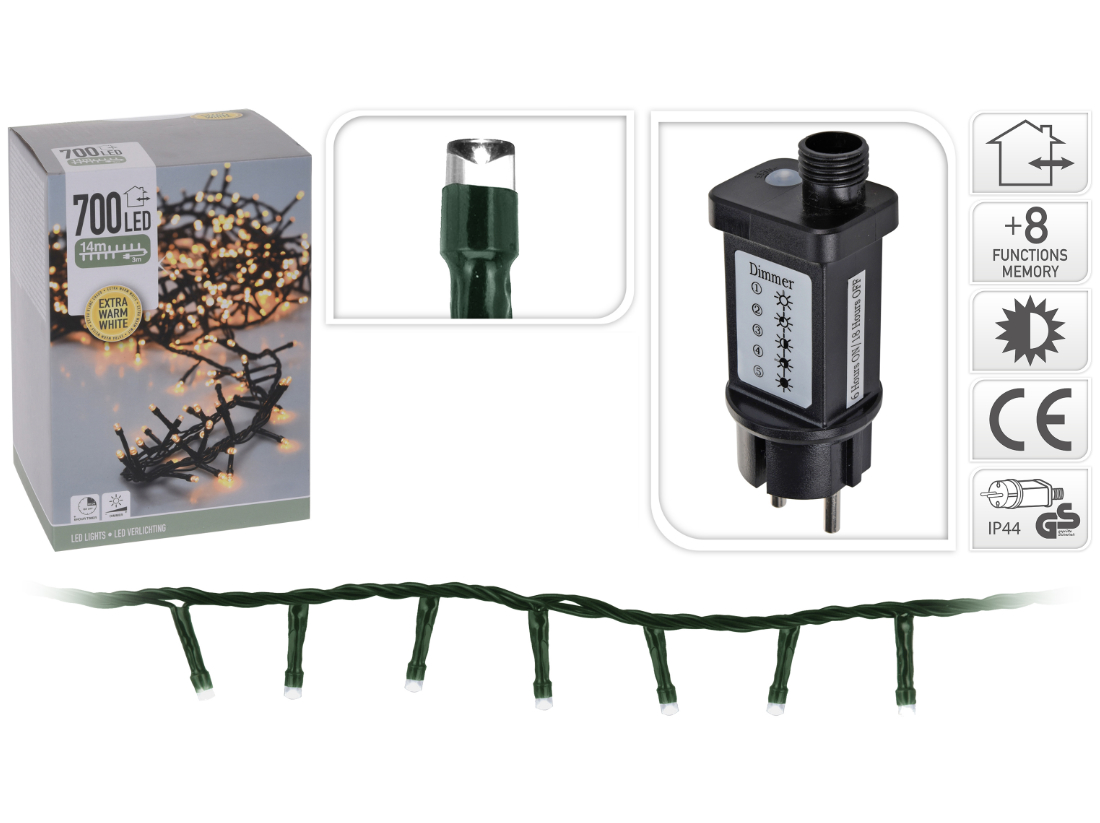 Lichterkette 700 LED, Extra warm-weiß für aussen