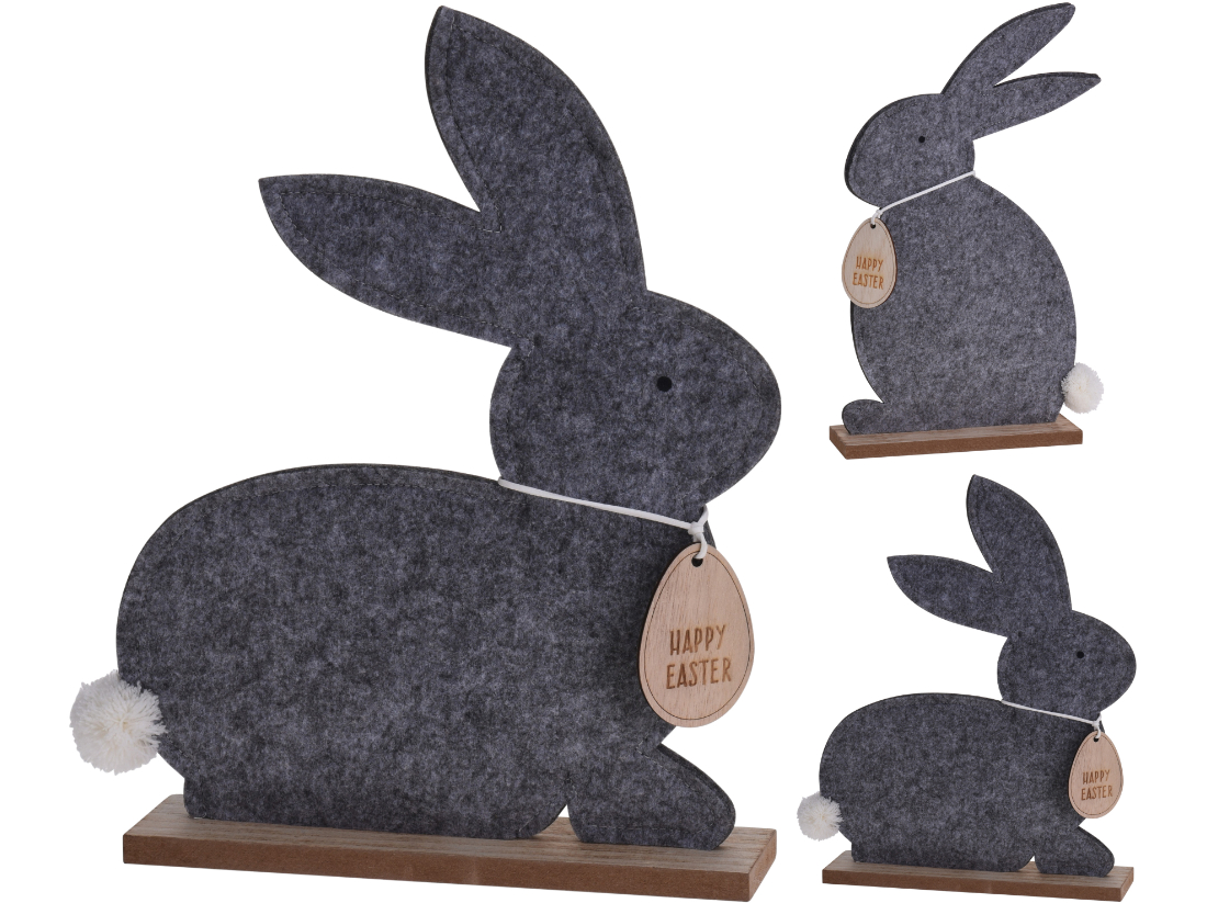 Deko Aufsteller Osterhase Filz grau