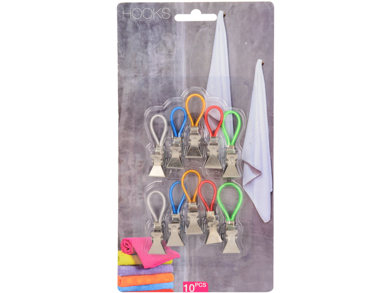 Handtuchhalter - Metallclips bunt 10er Set