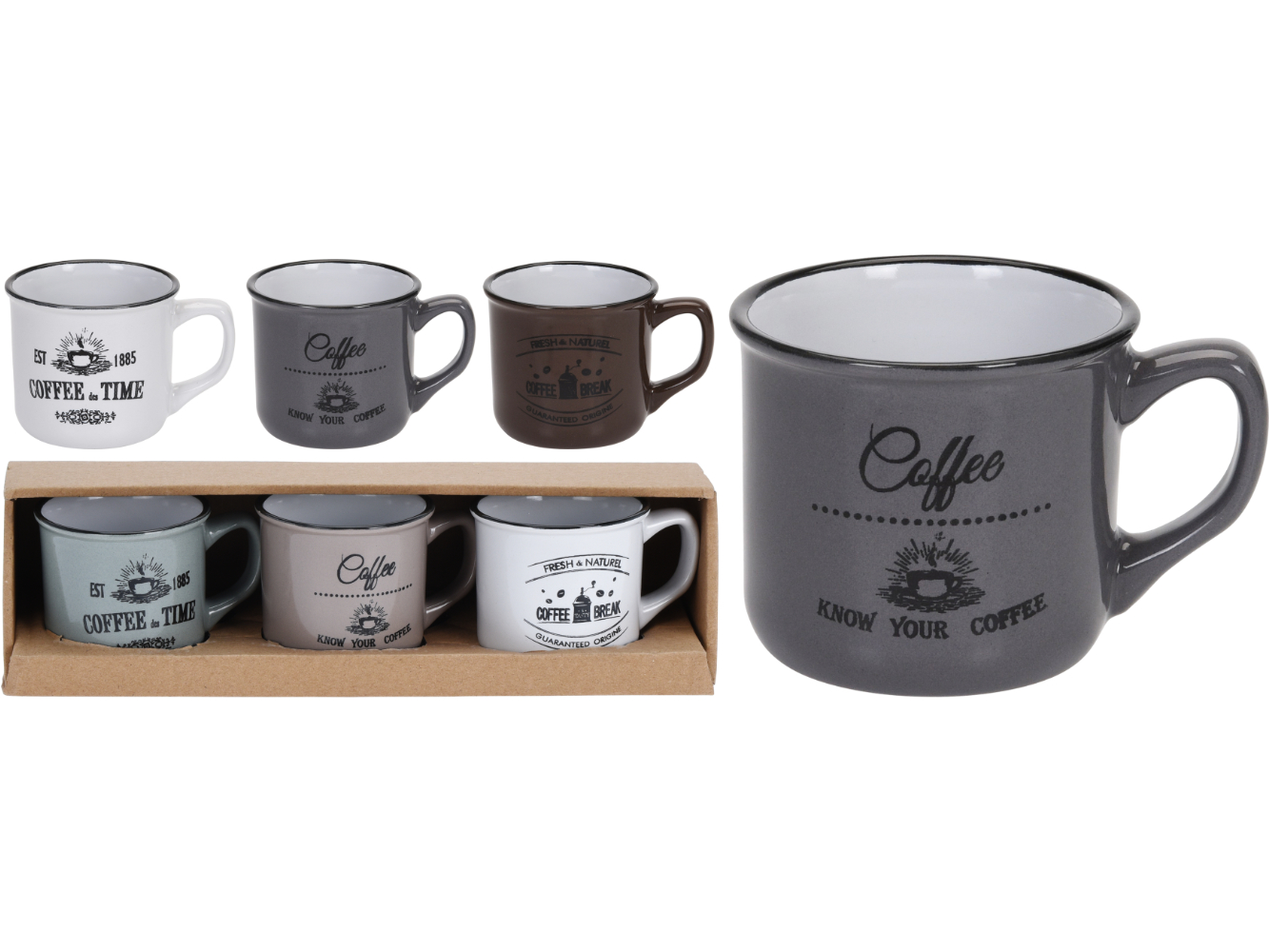 3er Set Kaffeebecher, Kaffeetassen-Set Coffee Break 180 ml