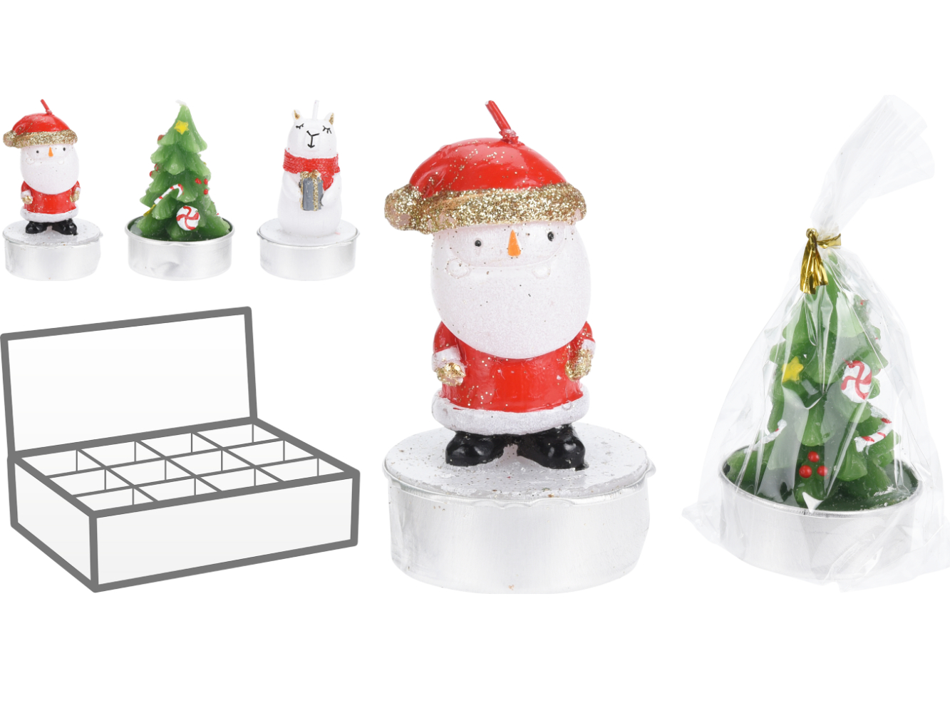 Teelicht Weihnachtsfiguren 3-fach sortiert