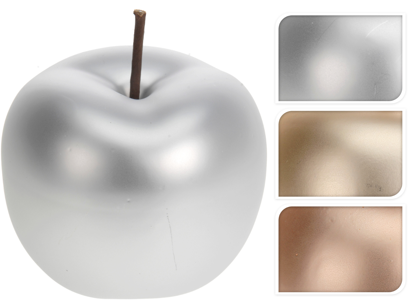 Deko Apfel aus Porzellan, 3-fach sortiert, matt