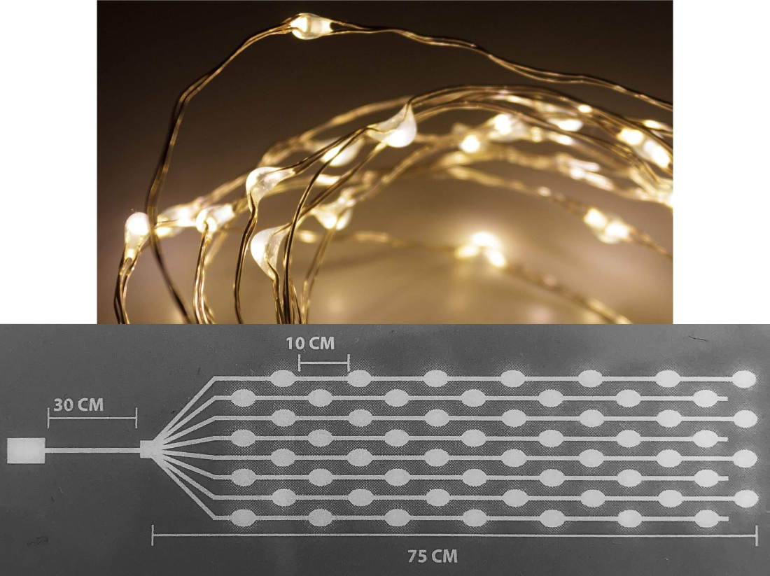 LED Wasserfall Silberdraht Beleuchtung für Innen & Außen 80 LED warm-weiß