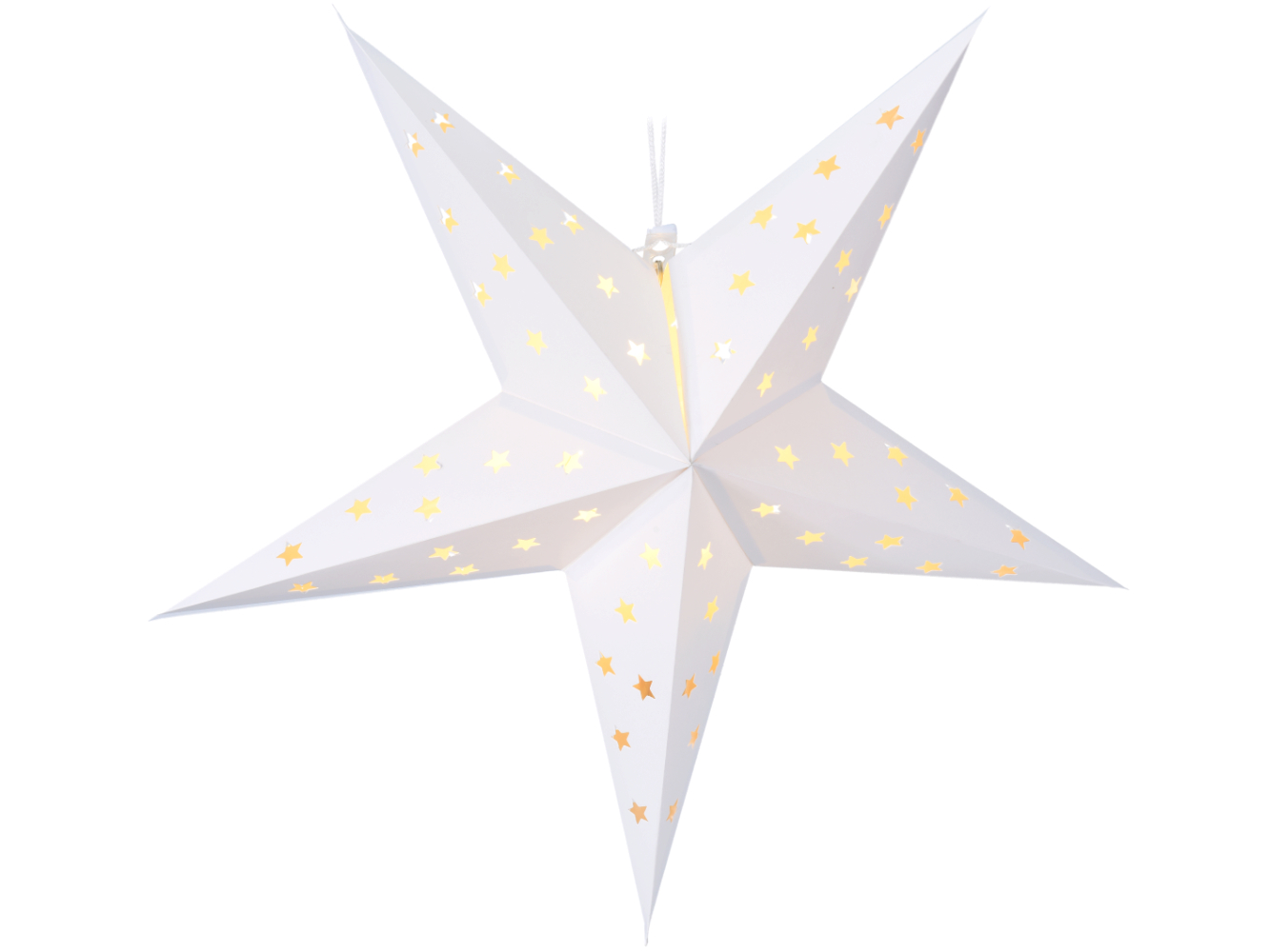 LED Papier Stern zum hängen mit TIMER, Stern weiß, warm-weiße LED`s